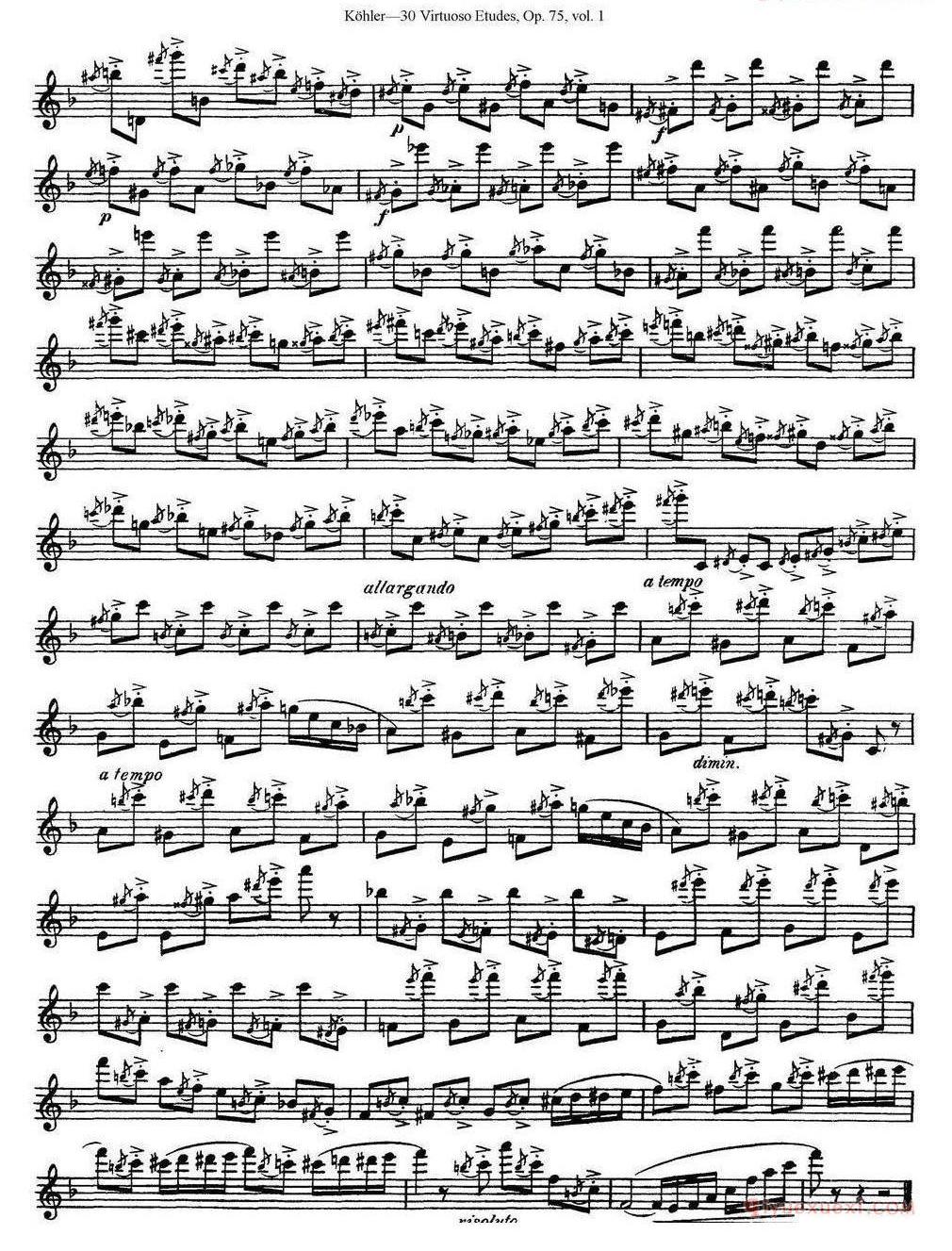 柯勒30首高级长笛练习曲作品75号(NO.1-NO.30)