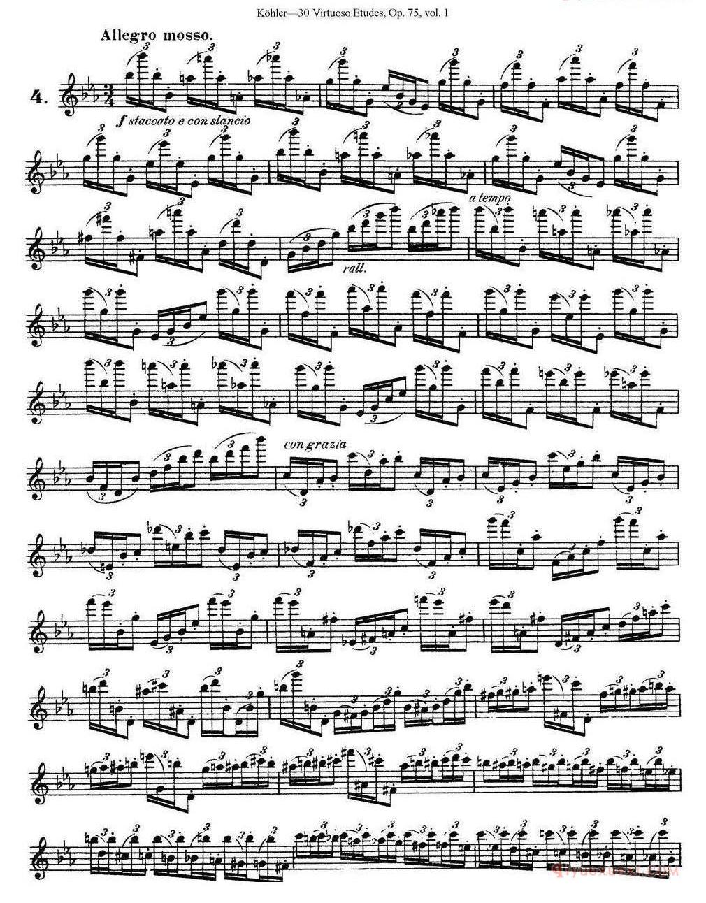 柯勒30首高级长笛练习曲作品75号(NO.1-NO.30)