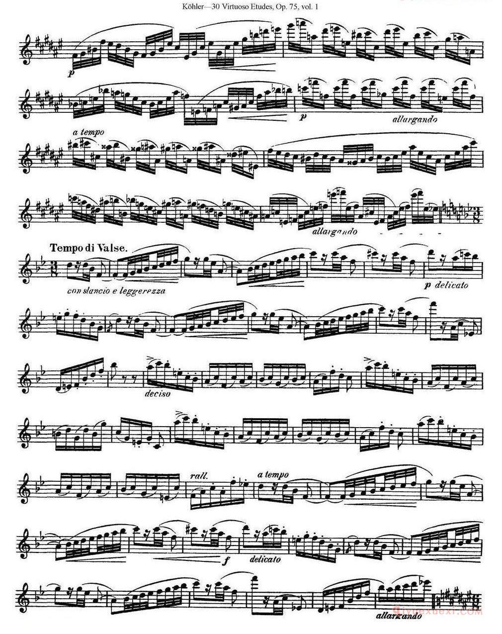 柯勒30首高级长笛练习曲作品75号(NO.1-NO.30)