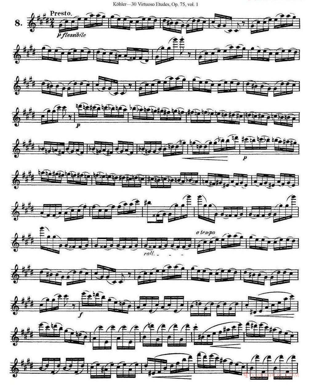 柯勒30首高级长笛练习曲作品75号(NO.1-NO.30)