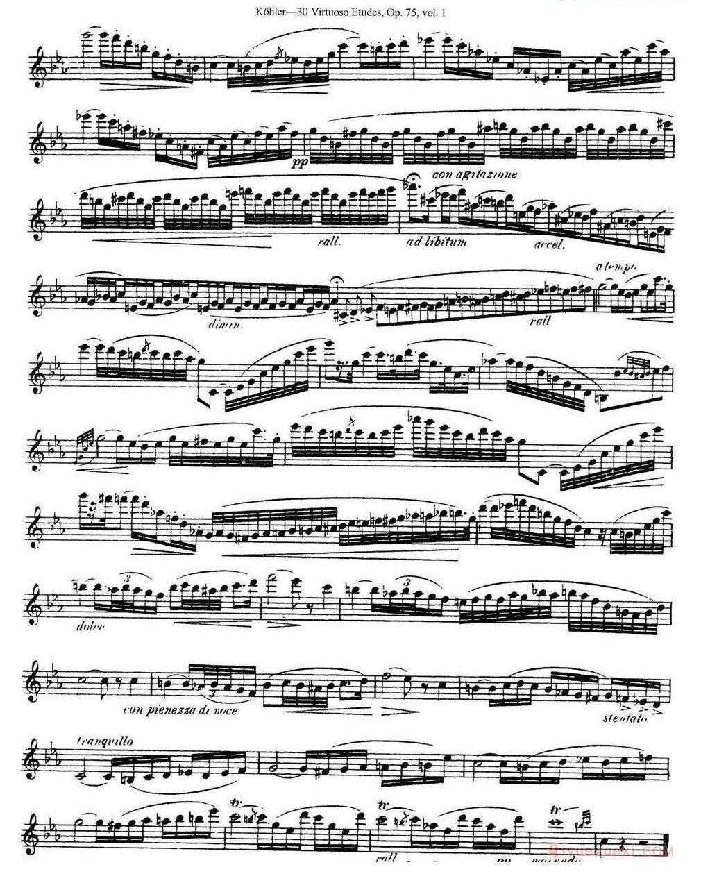 柯勒30首高级长笛练习曲作品75号(NO.1-NO.30)