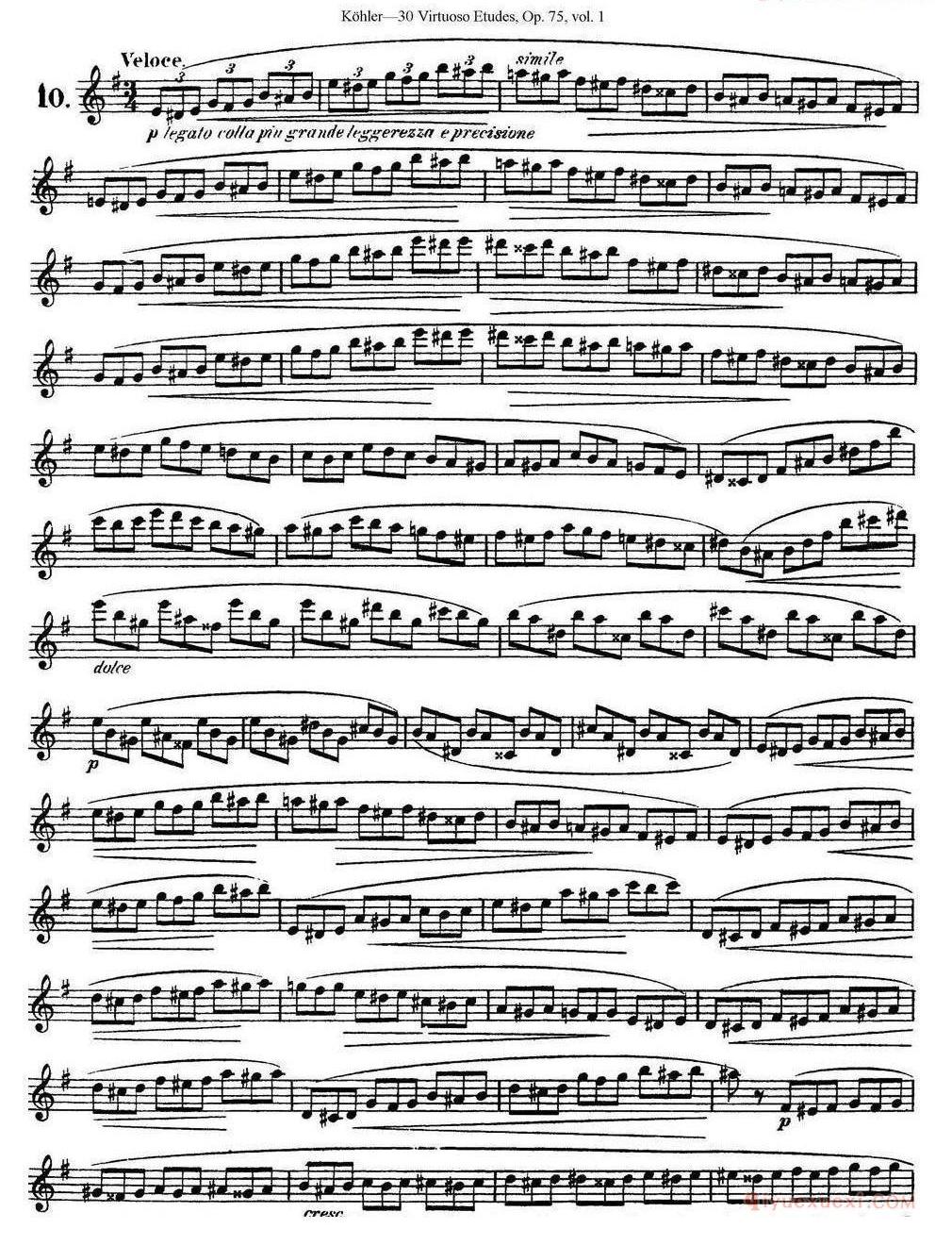柯勒30首高级长笛练习曲作品75号(NO.1-NO.30)