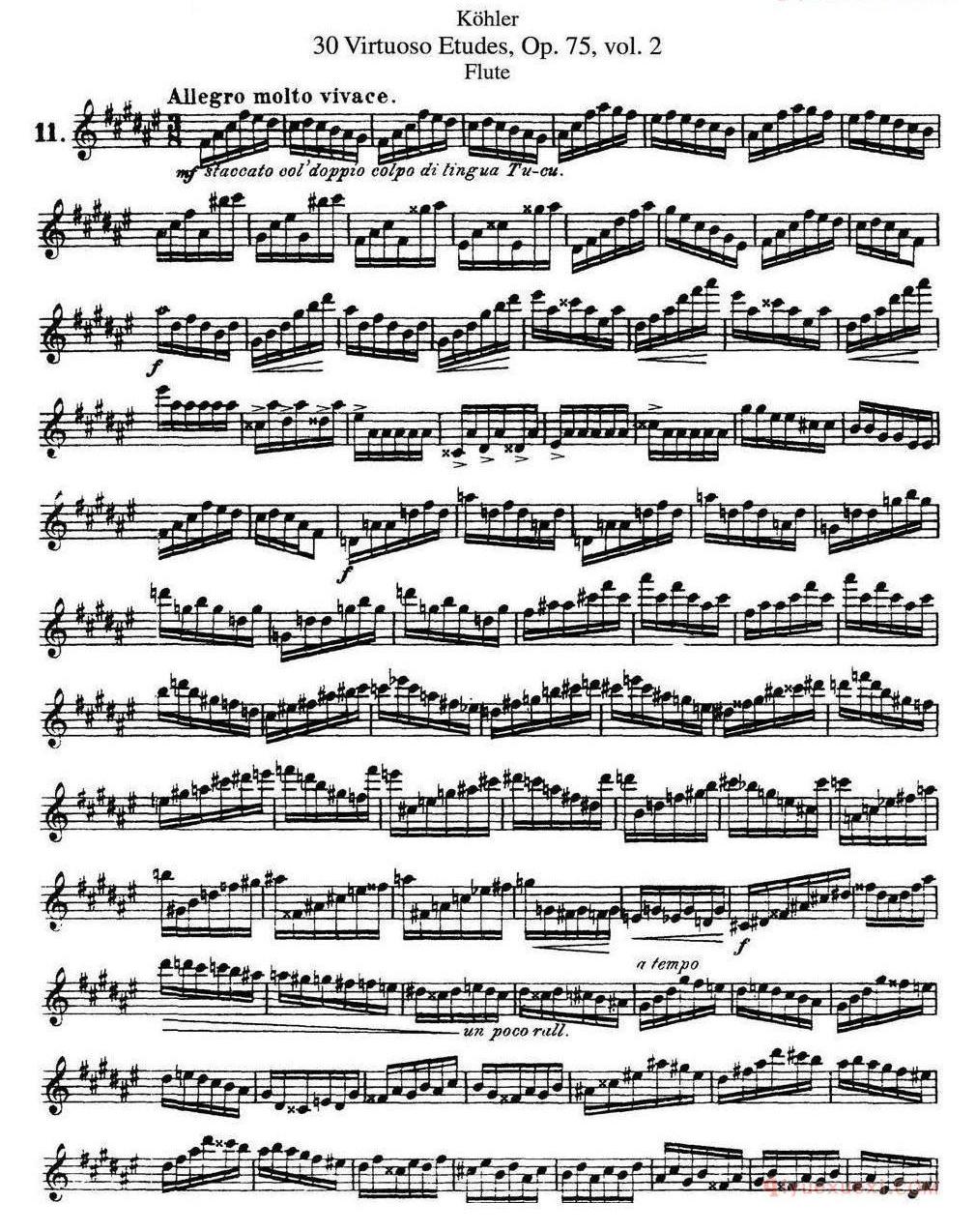 柯勒30首高级长笛练习曲作品75号(NO.1-NO.30)