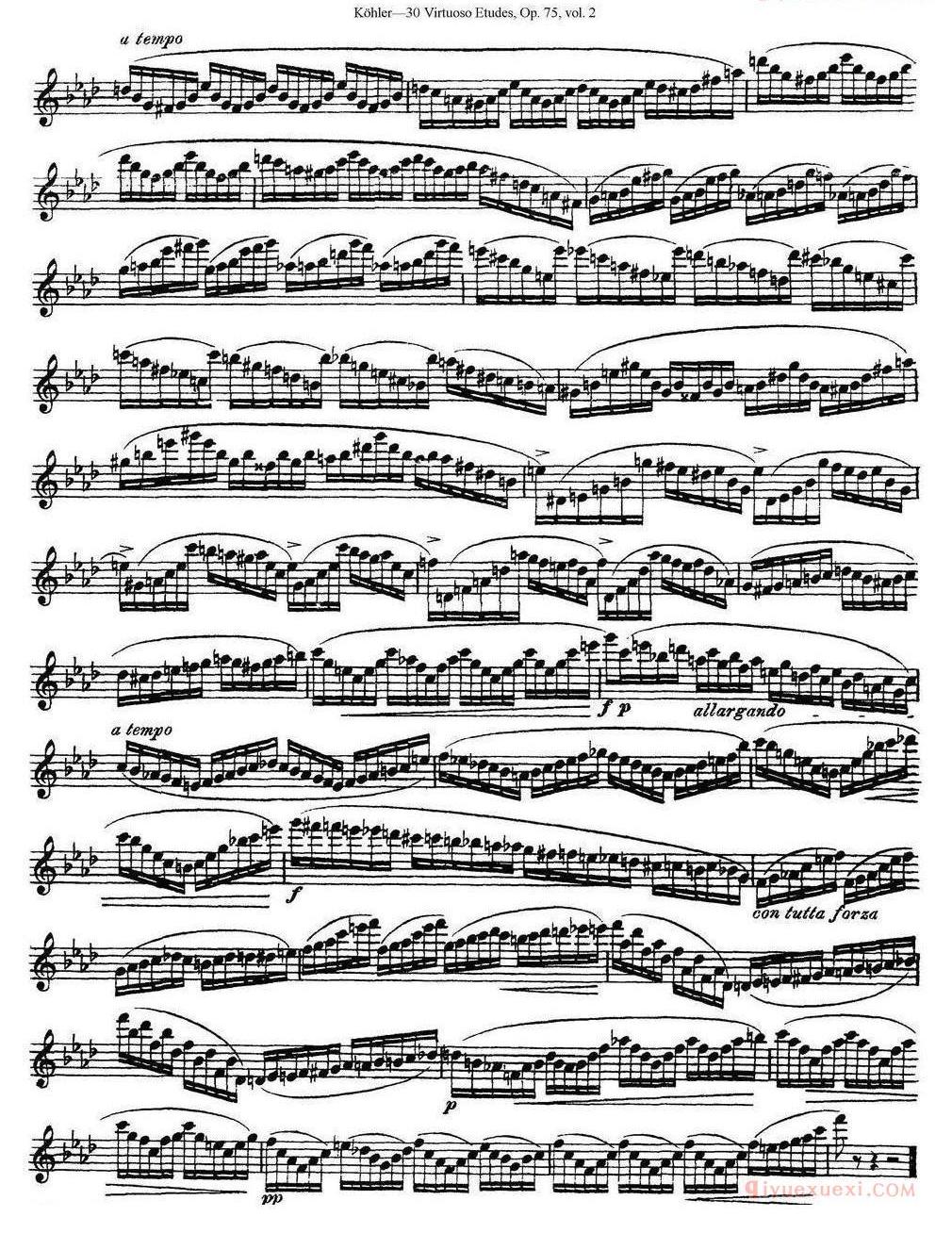 柯勒30首高级长笛练习曲作品75号(NO.1-NO.30)