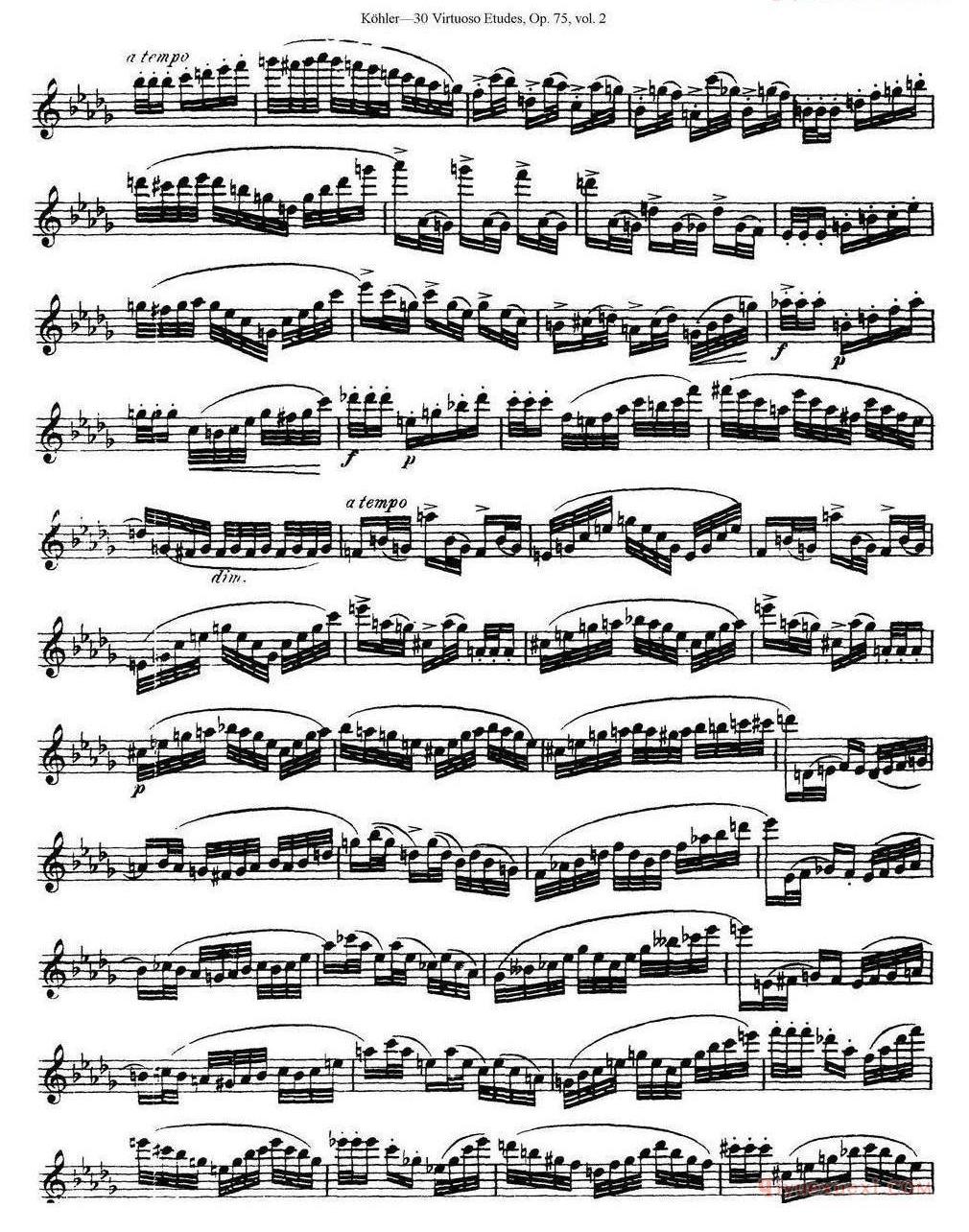 柯勒30首高级长笛练习曲作品75号(NO.1-NO.30)