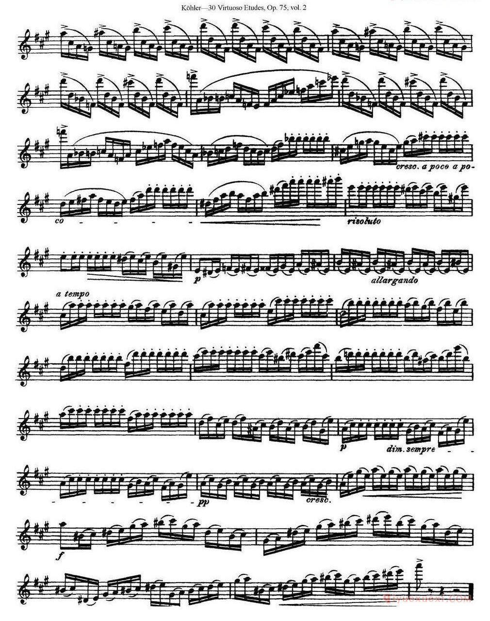 柯勒30首高级长笛练习曲作品75号(NO.1-NO.30)