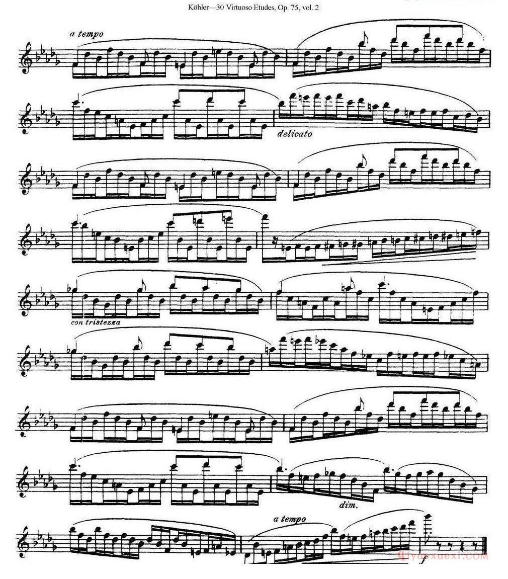 柯勒30首高级长笛练习曲作品75号(NO.1-NO.30)