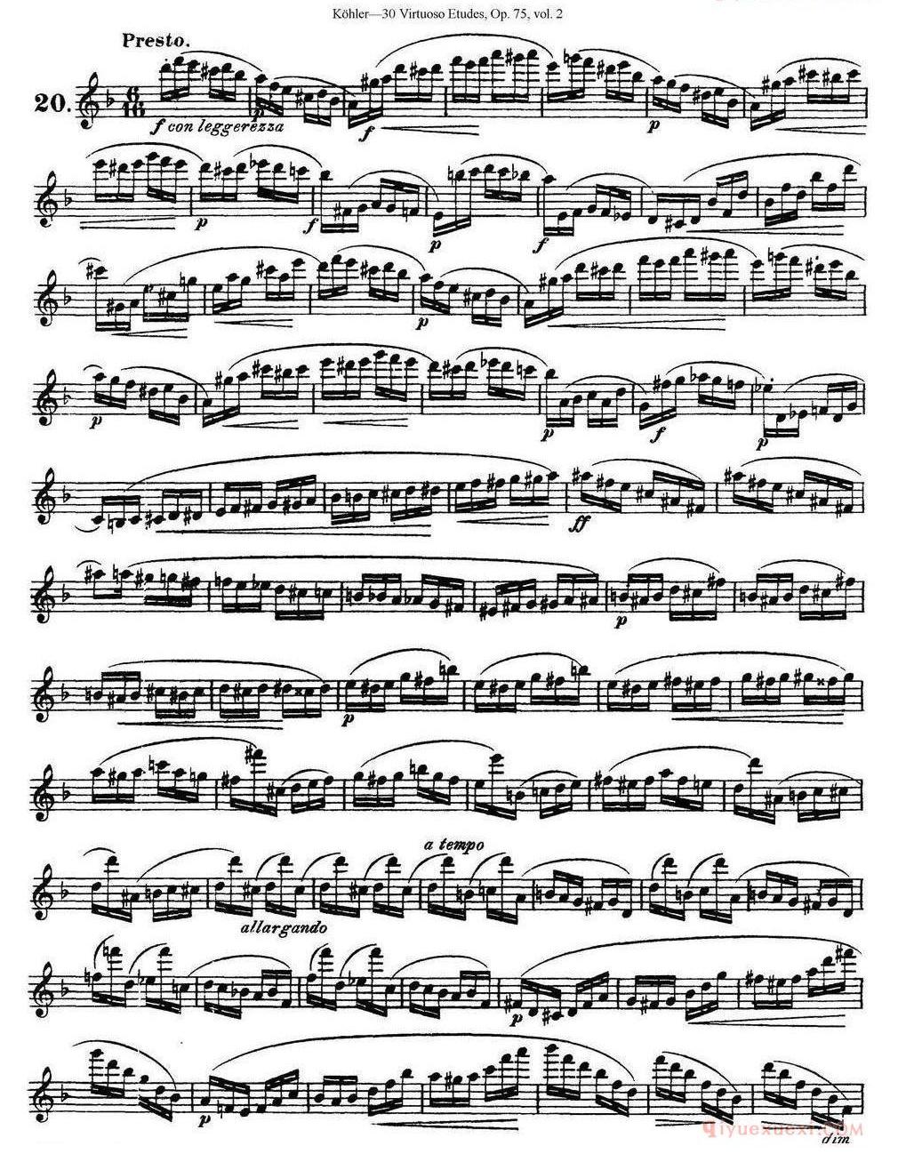 柯勒30首高级长笛练习曲作品75号(NO.1-NO.30)