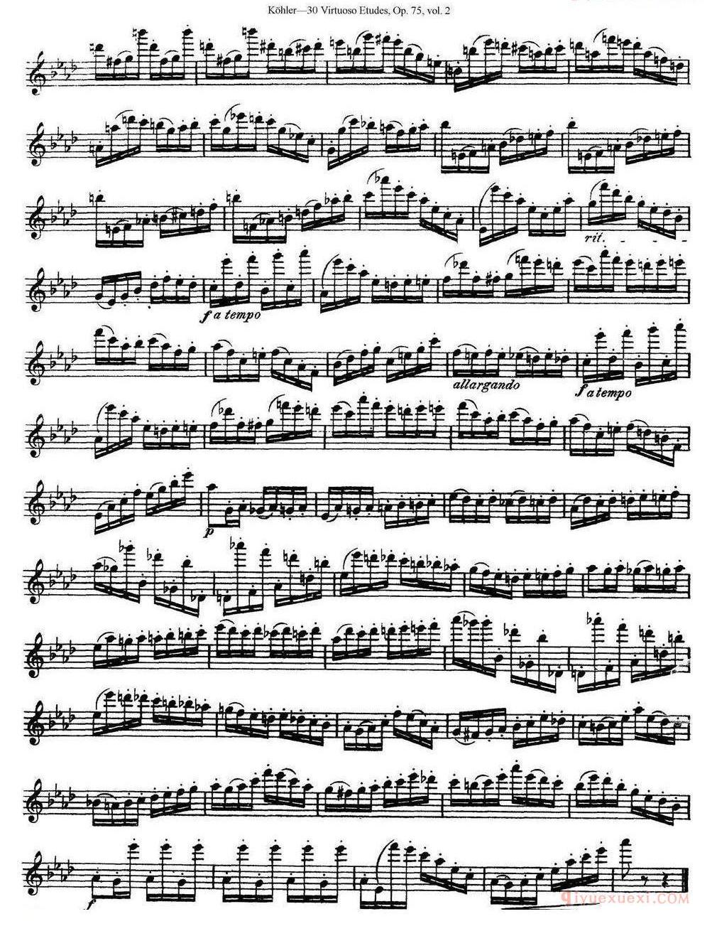 柯勒30首高级长笛练习曲作品75号(NO.1-NO.30)