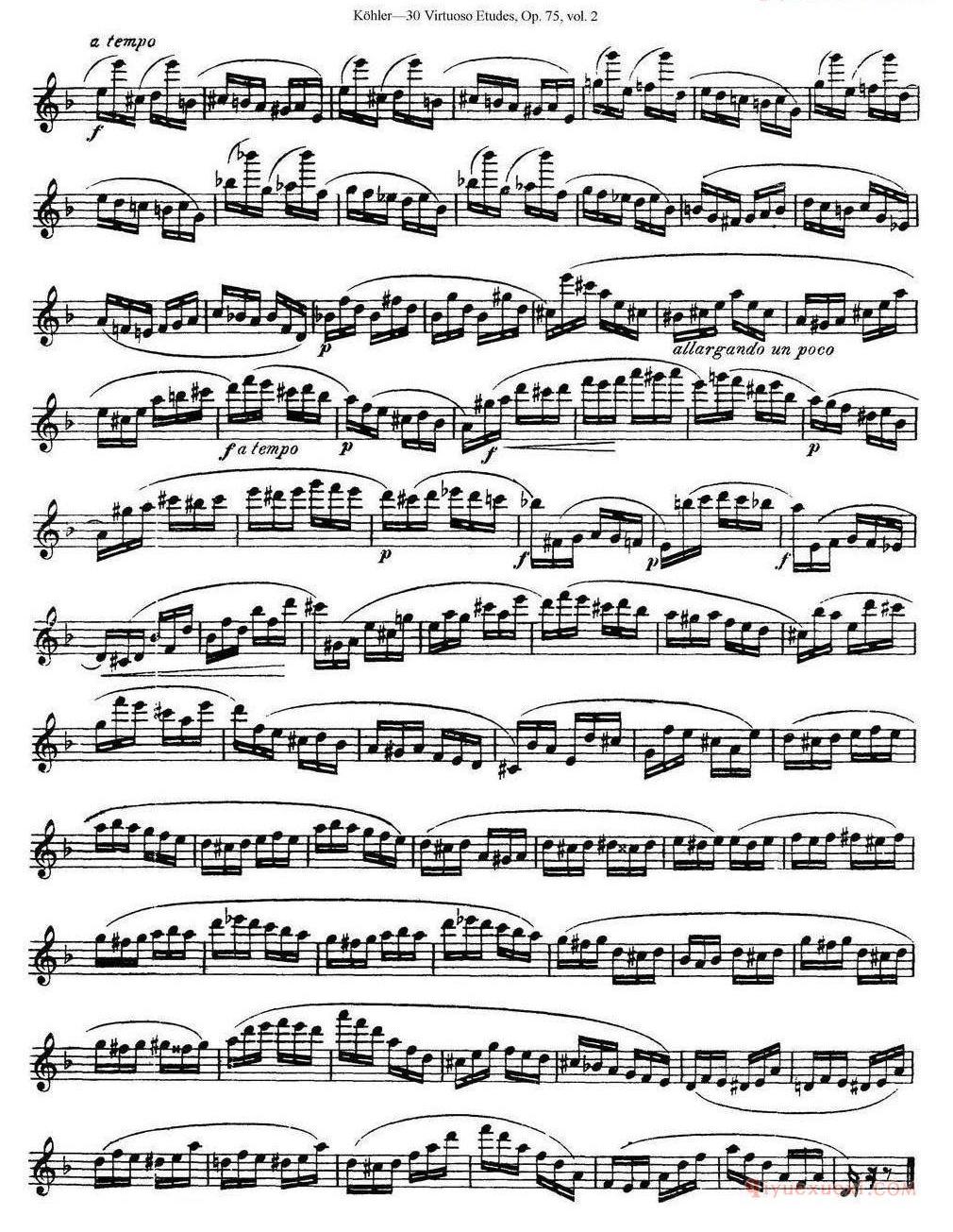 柯勒30首高级长笛练习曲作品75号(NO.1-NO.30)