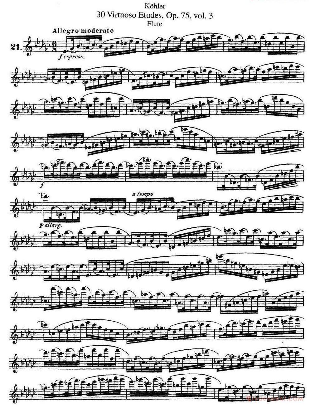 柯勒30首高级长笛练习曲作品75号(NO.1-NO.30)