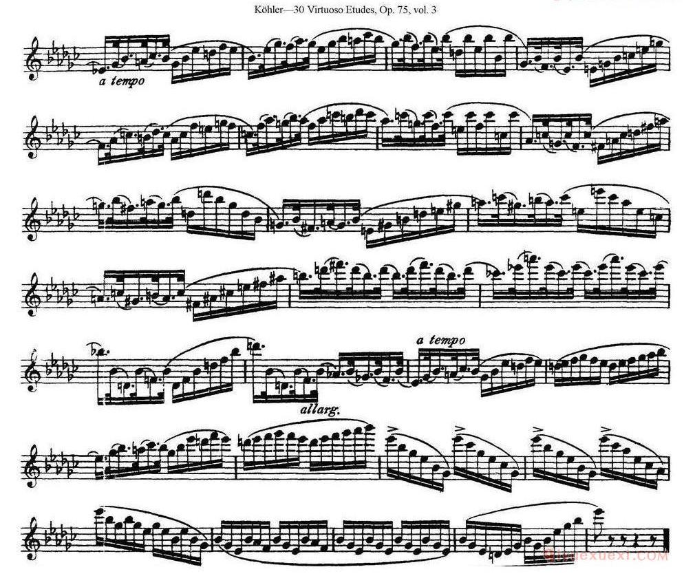柯勒30首高级长笛练习曲作品75号(NO.1-NO.30)