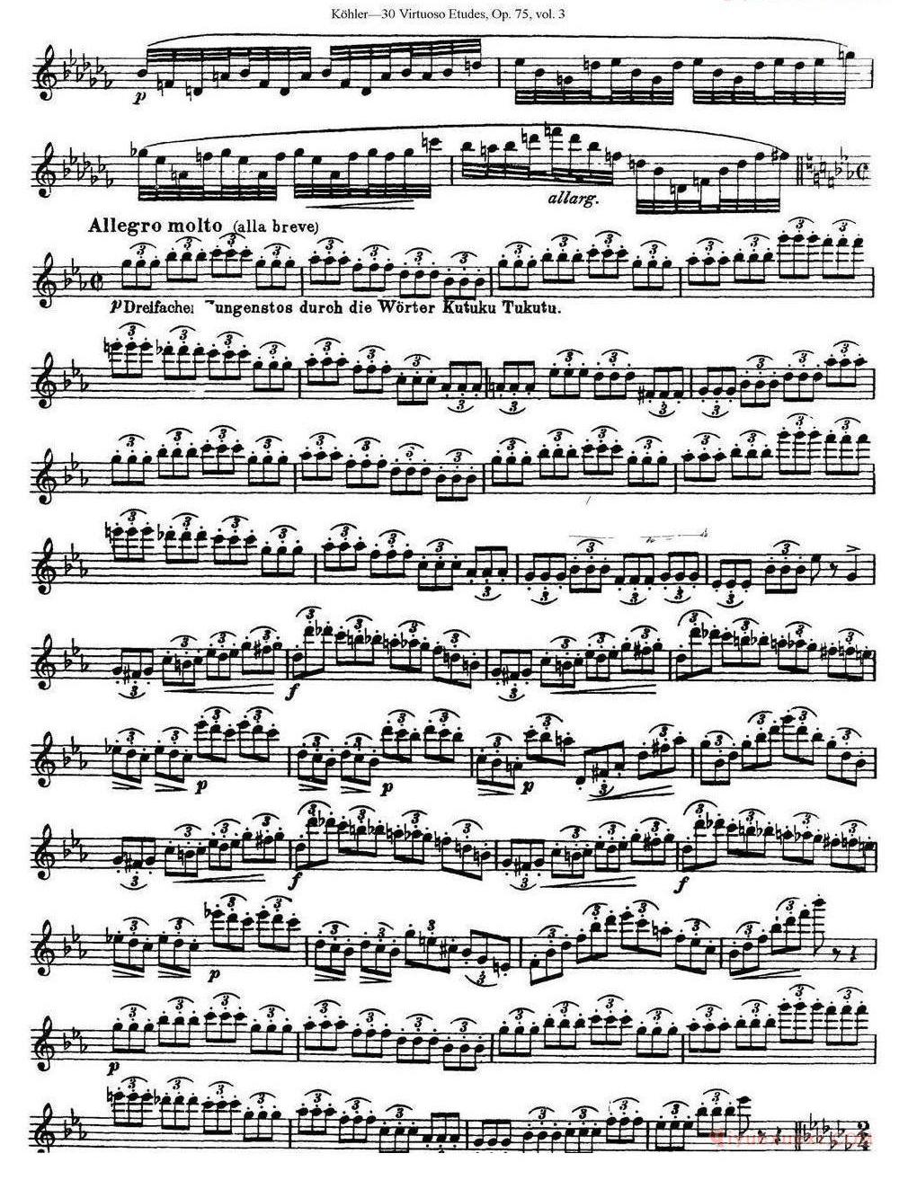 柯勒30首高级长笛练习曲作品75号(NO.1-NO.30)