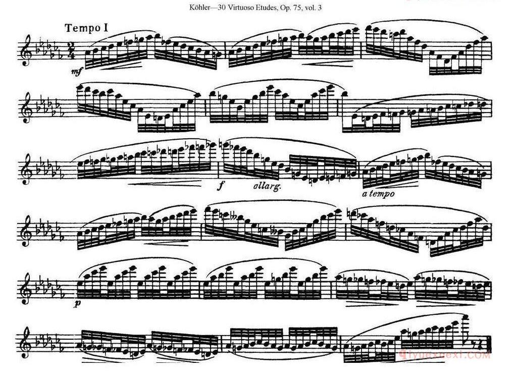 柯勒30首高级长笛练习曲作品75号(NO.1-NO.30)