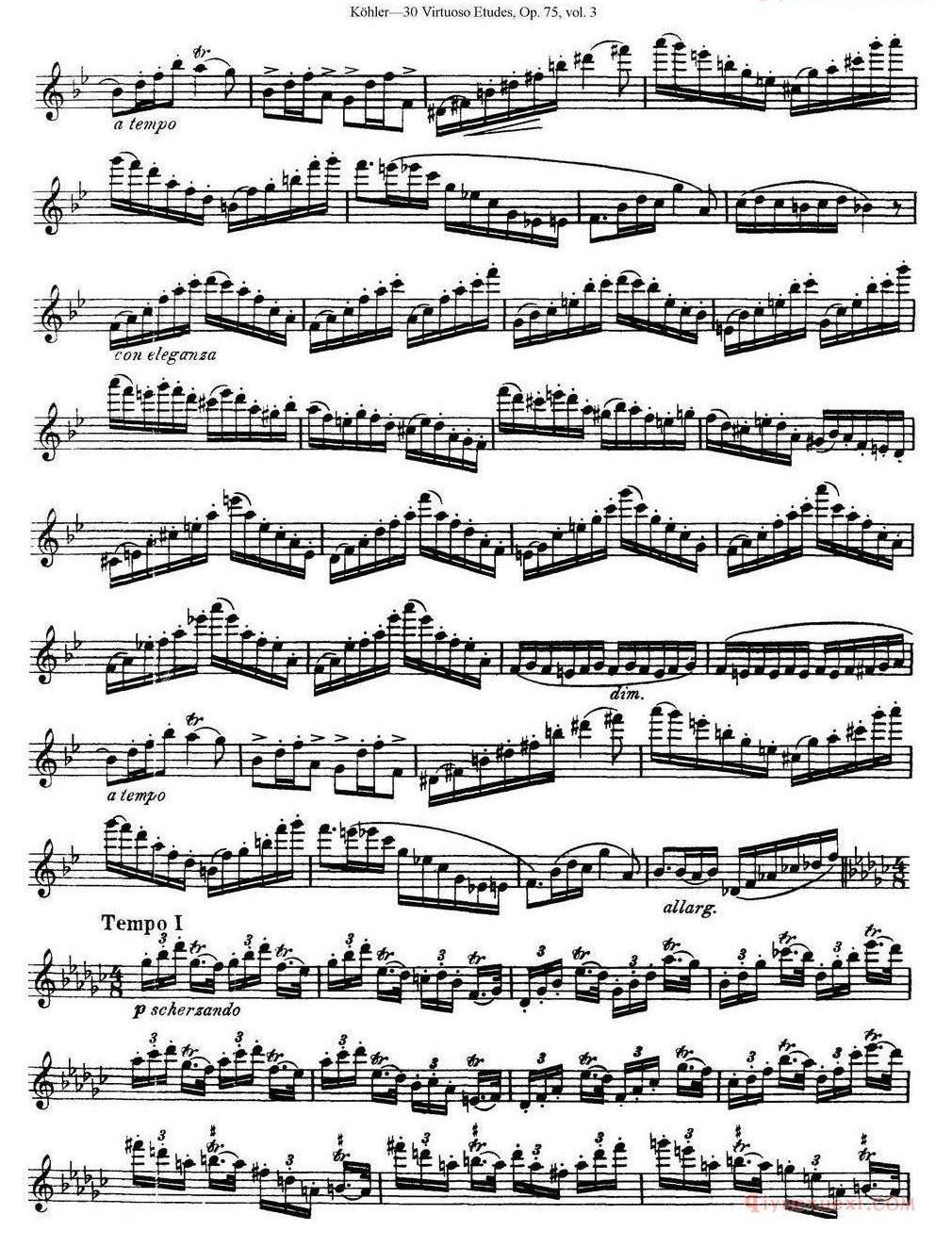 柯勒30首高级长笛练习曲作品75号(NO.1-NO.30)