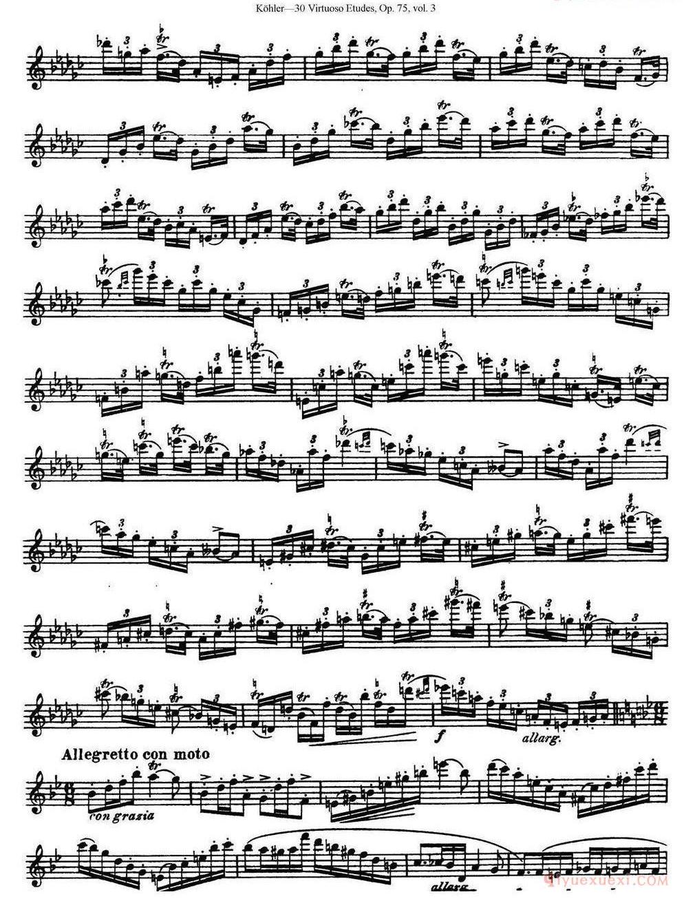 柯勒30首高级长笛练习曲作品75号(NO.1-NO.30)