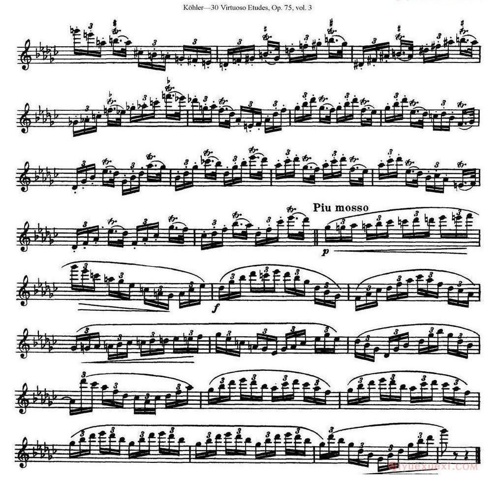 柯勒30首高级长笛练习曲作品75号(NO.1-NO.30)