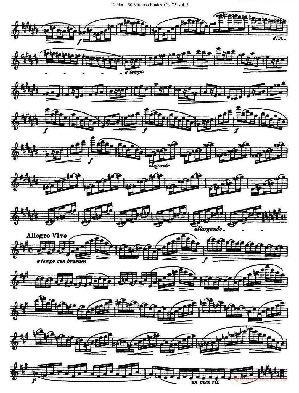 柯勒30首高级长笛练习曲作品75号(NO.1-NO.30)