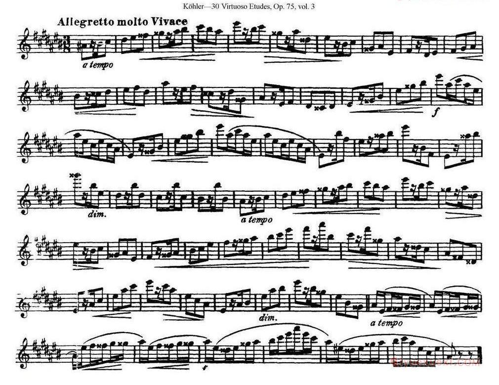 柯勒30首高级长笛练习曲作品75号(NO.1-NO.30)