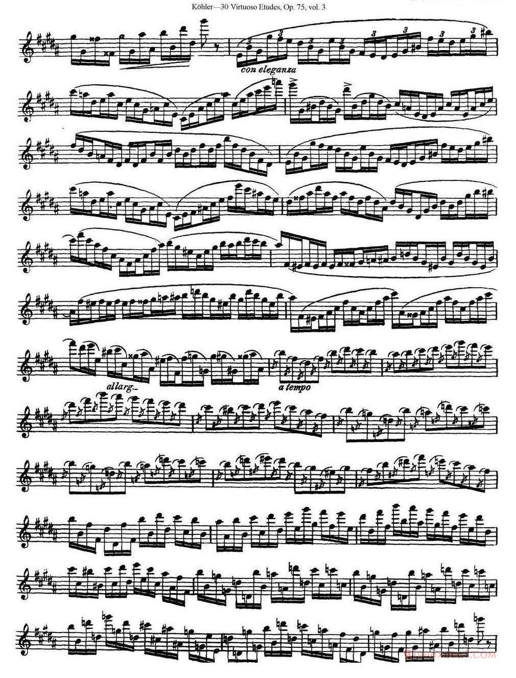 柯勒30首高级长笛练习曲作品75号(NO.1-NO.30)