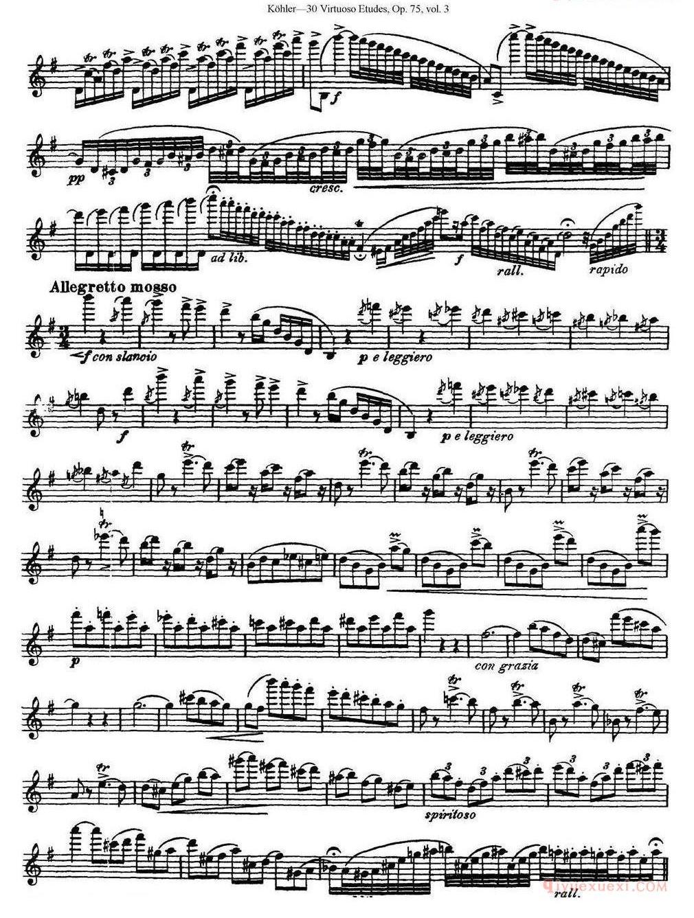 柯勒30首高级长笛练习曲作品75号(NO.1-NO.30)