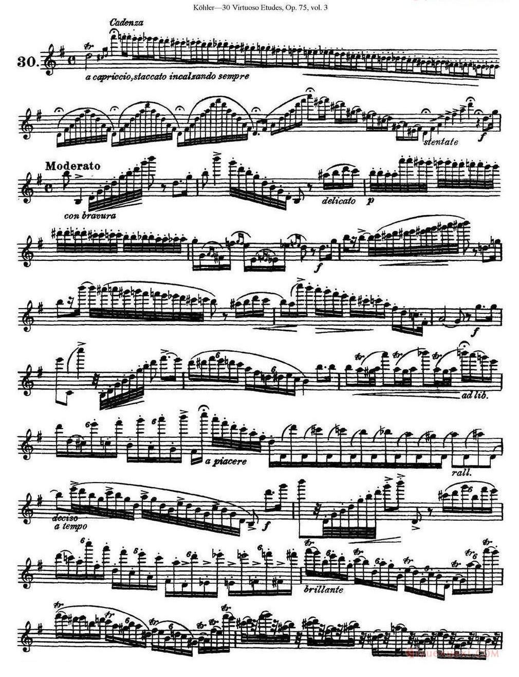 柯勒30首高级长笛练习曲作品75号(NO.1-NO.30)