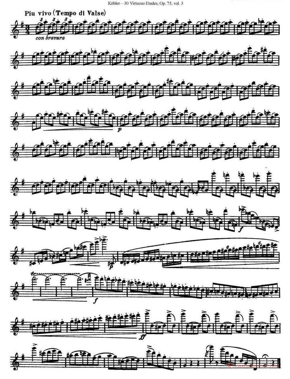 柯勒30首高级长笛练习曲作品75号(NO.1-NO.30)