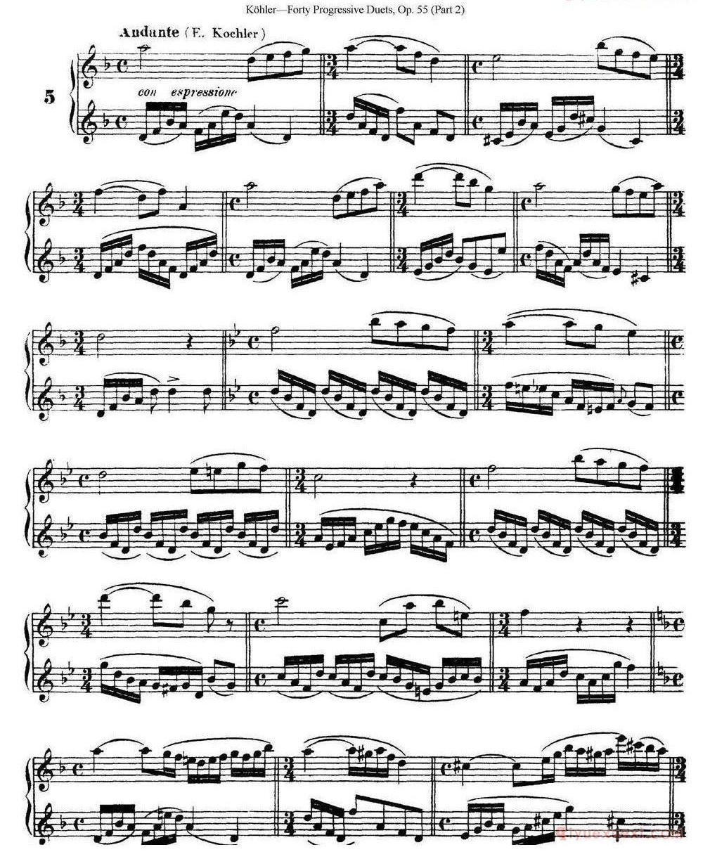 柯勒40首长笛提高练习曲OP.55（二重奏）NO.1-NO.15