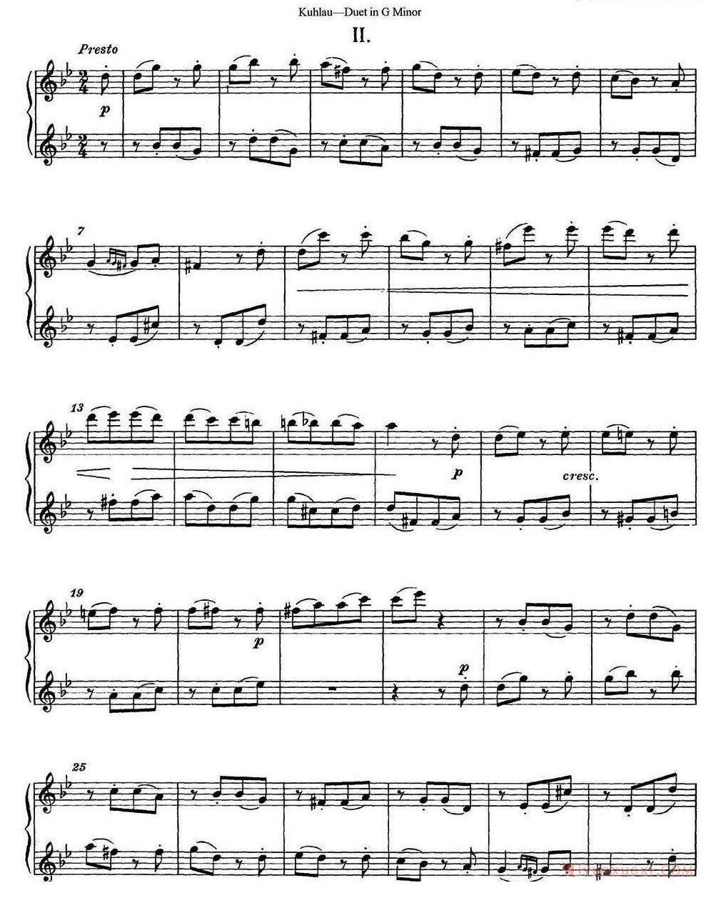 库劳g小调长笛二重奏练习曲（No.2） 