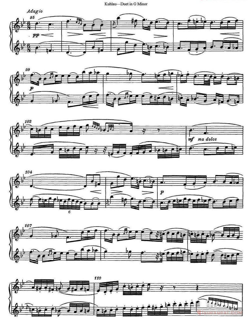 库劳g小调长笛二重奏练习曲（No.2） 