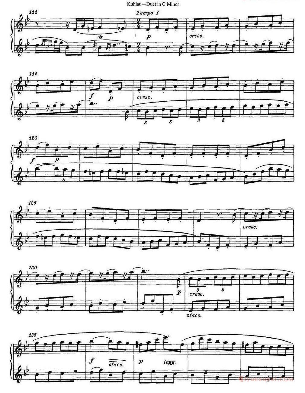 库劳g小调长笛二重奏练习曲（No.2） 