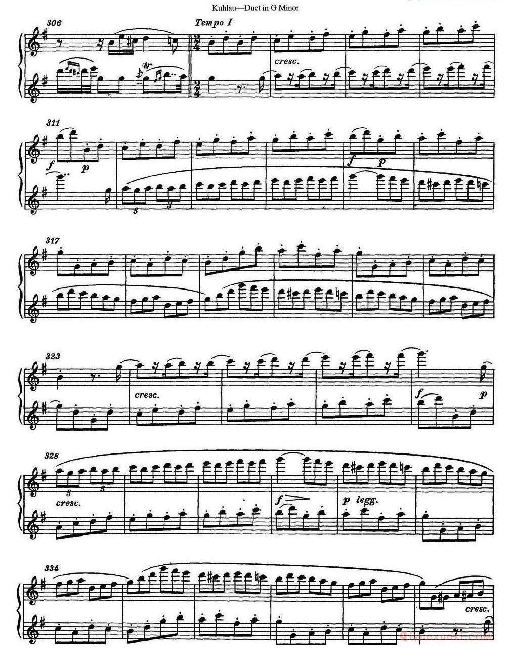 库劳g小调长笛二重奏练习曲（No.2） 