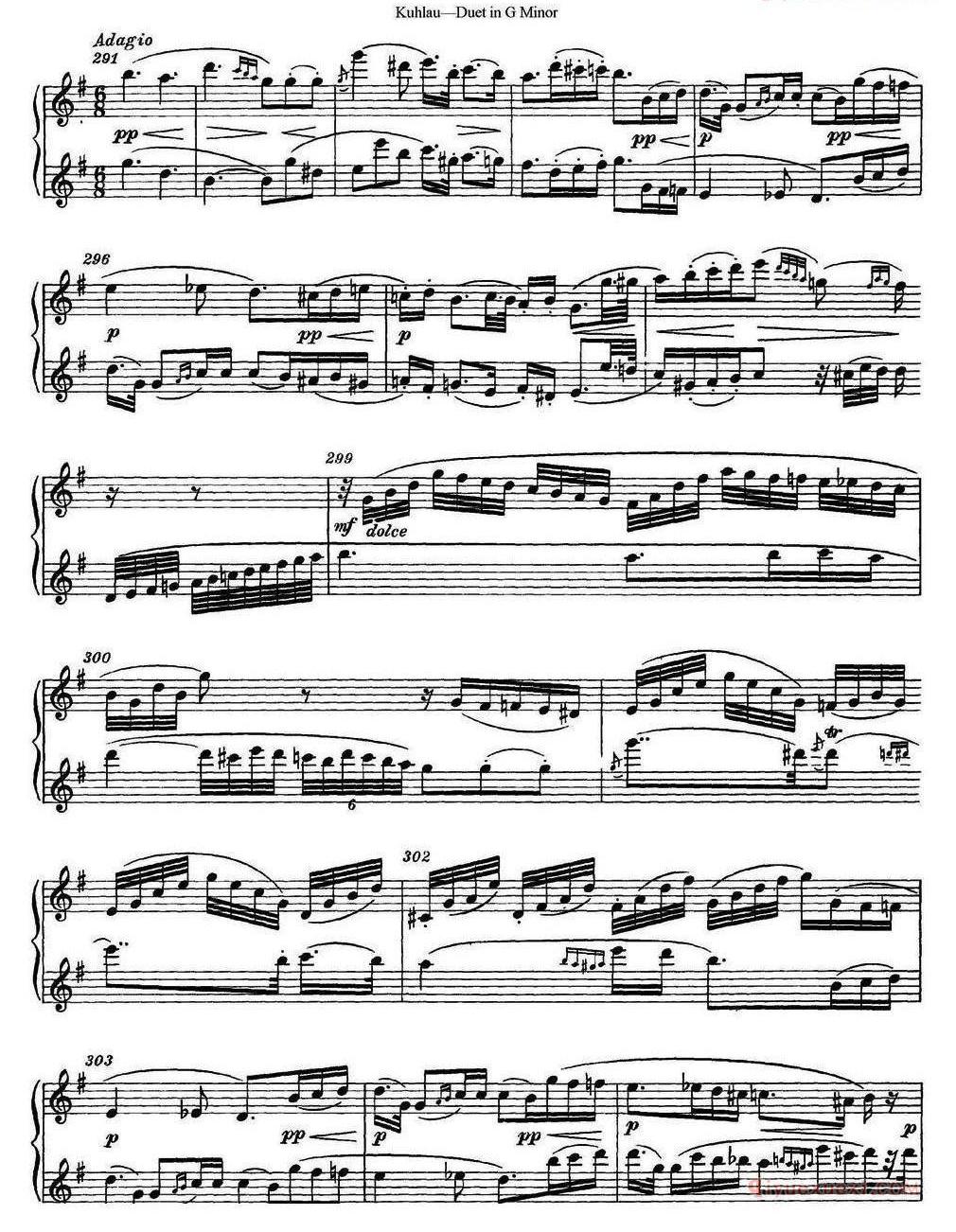 库劳g小调长笛二重奏练习曲（No.2） 