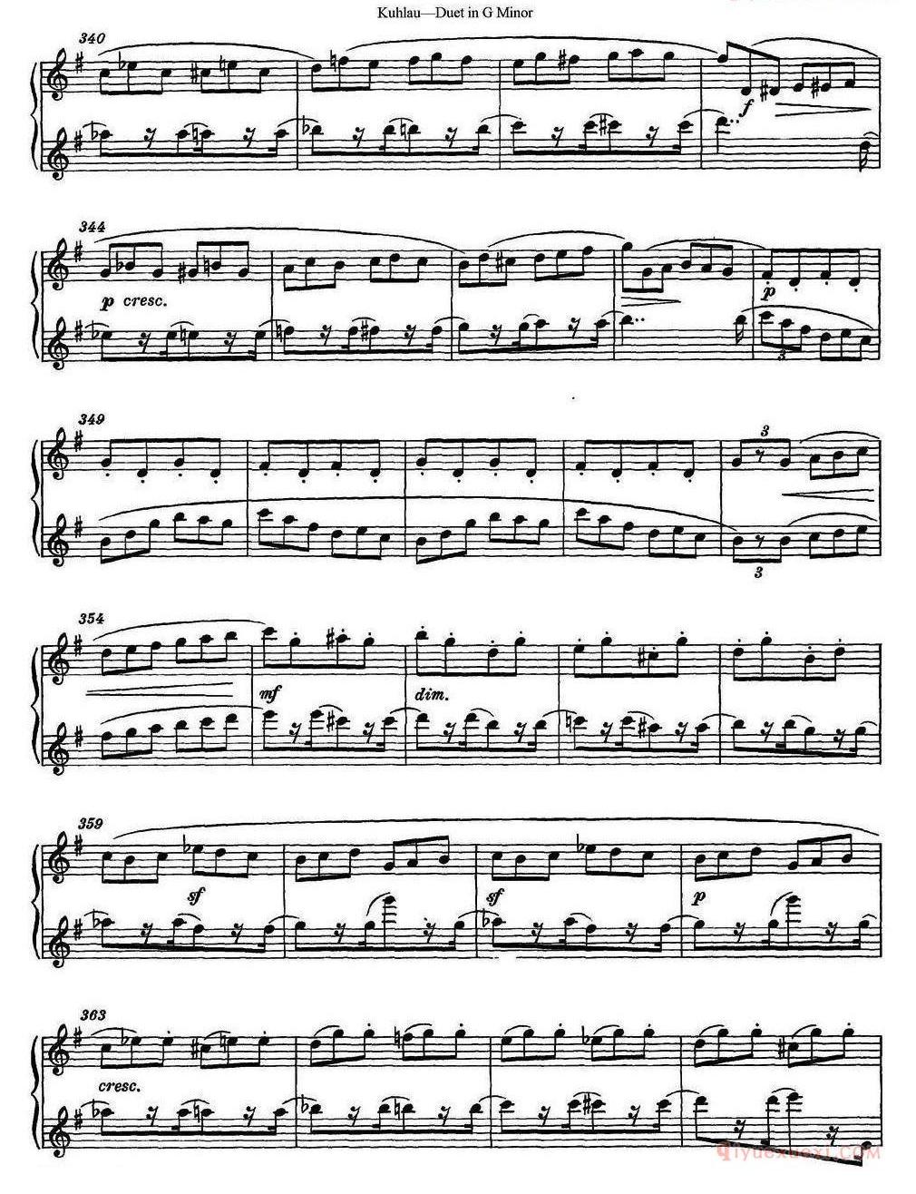 库劳g小调长笛二重奏练习曲（No.2） 