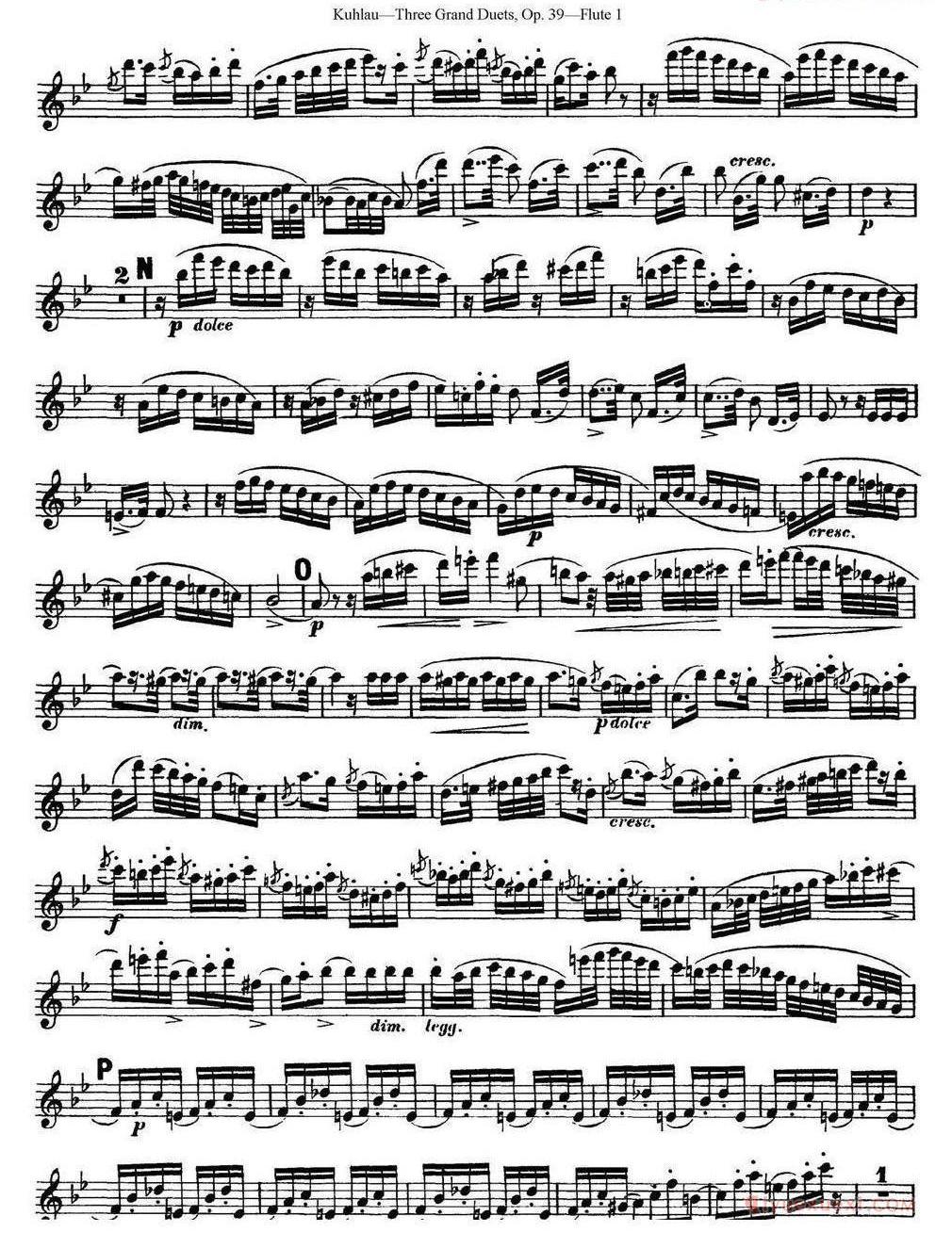 库劳长笛二重奏大练习曲Op.39——Flute 1(No.2)