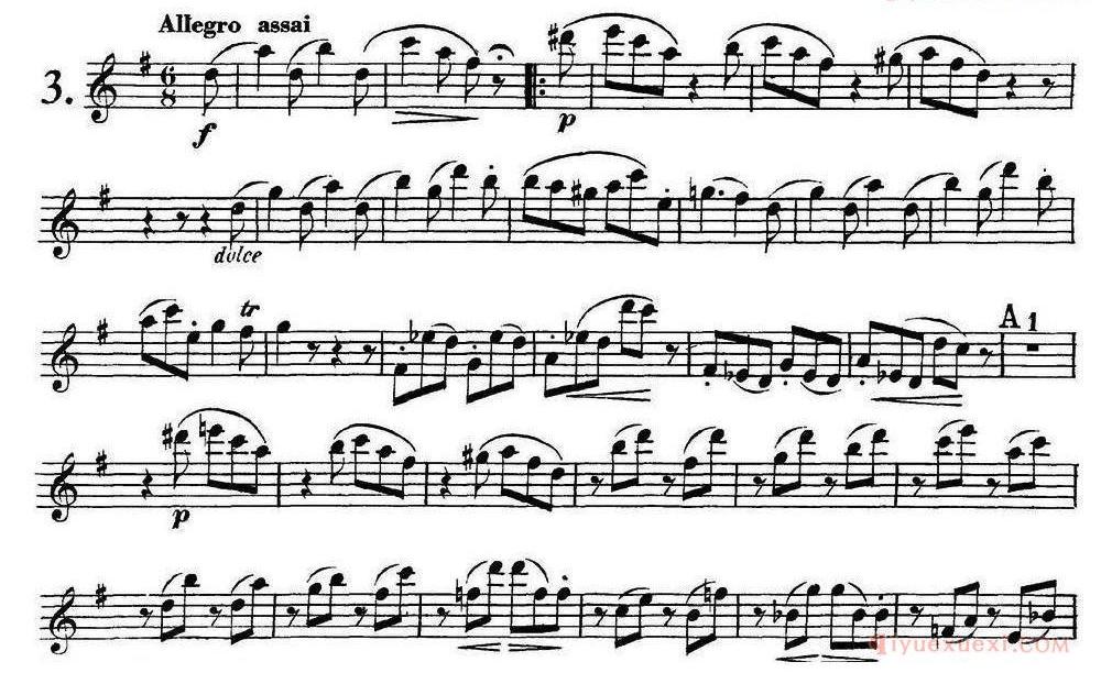 库劳长笛二重奏练习曲Op.10——Flute 1(No.3)