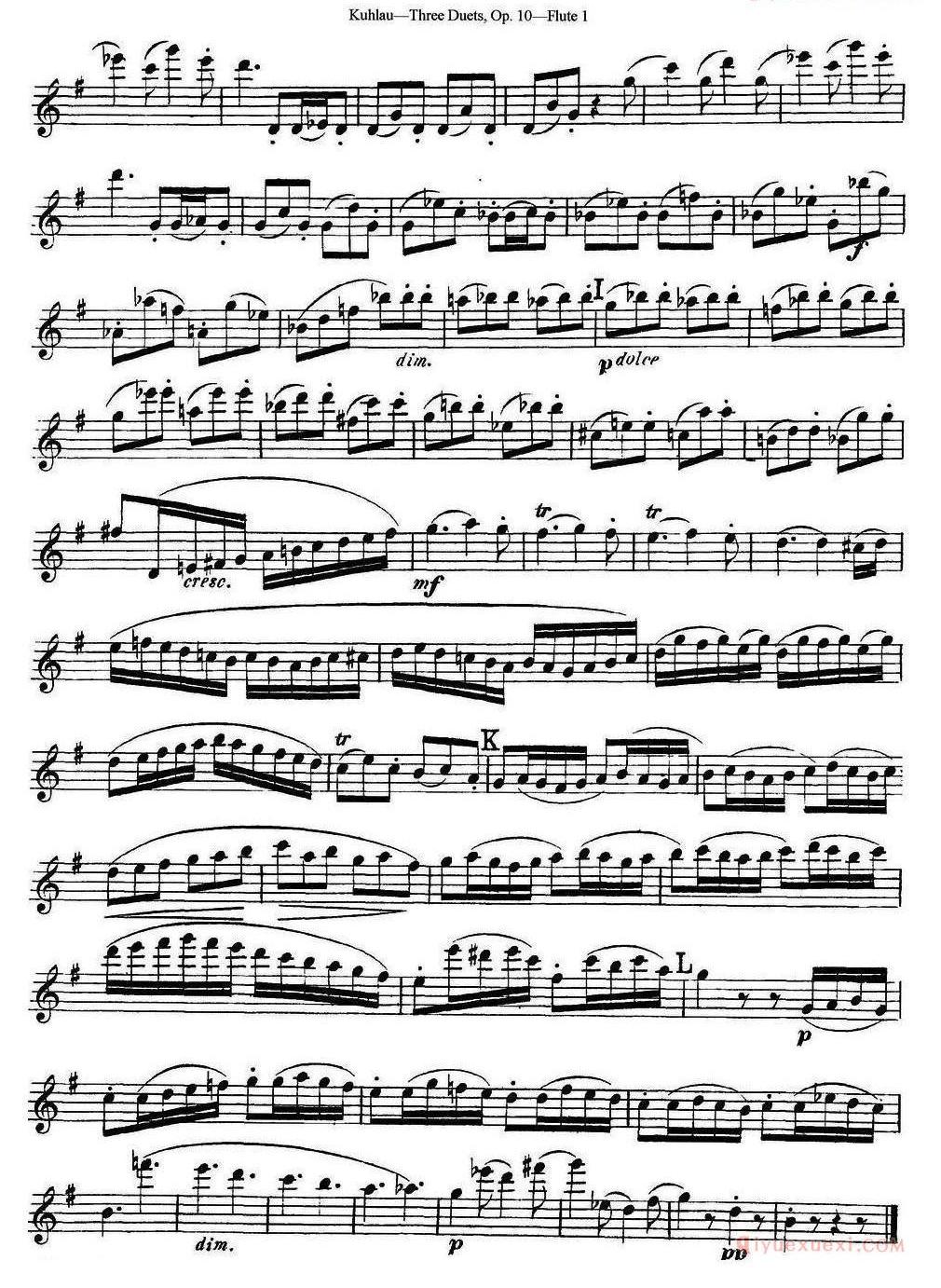 库劳长笛二重奏练习曲Op.10——Flute 1(No.3)