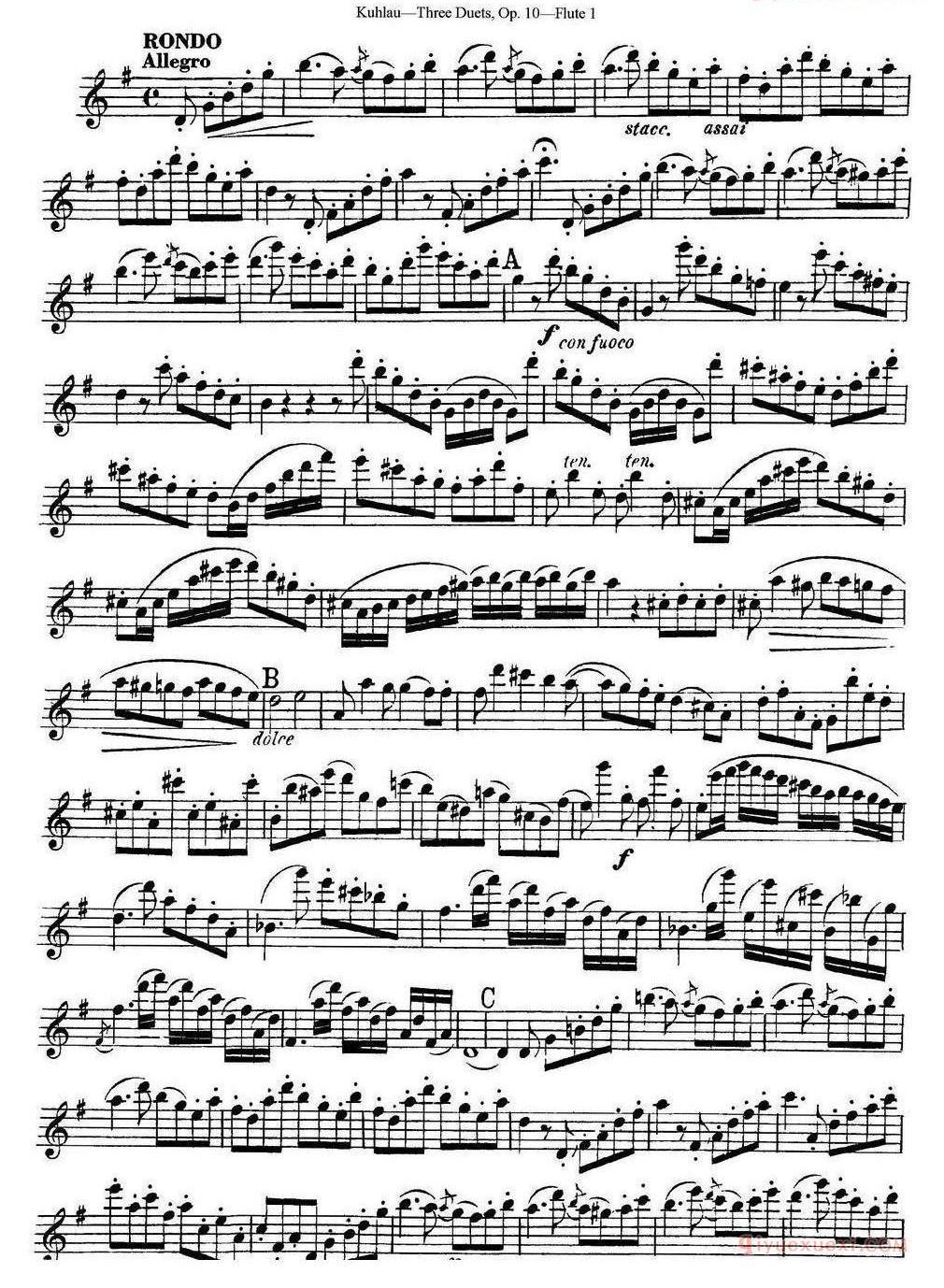 库劳长笛二重奏练习曲Op.10——Flute 1(No.3)