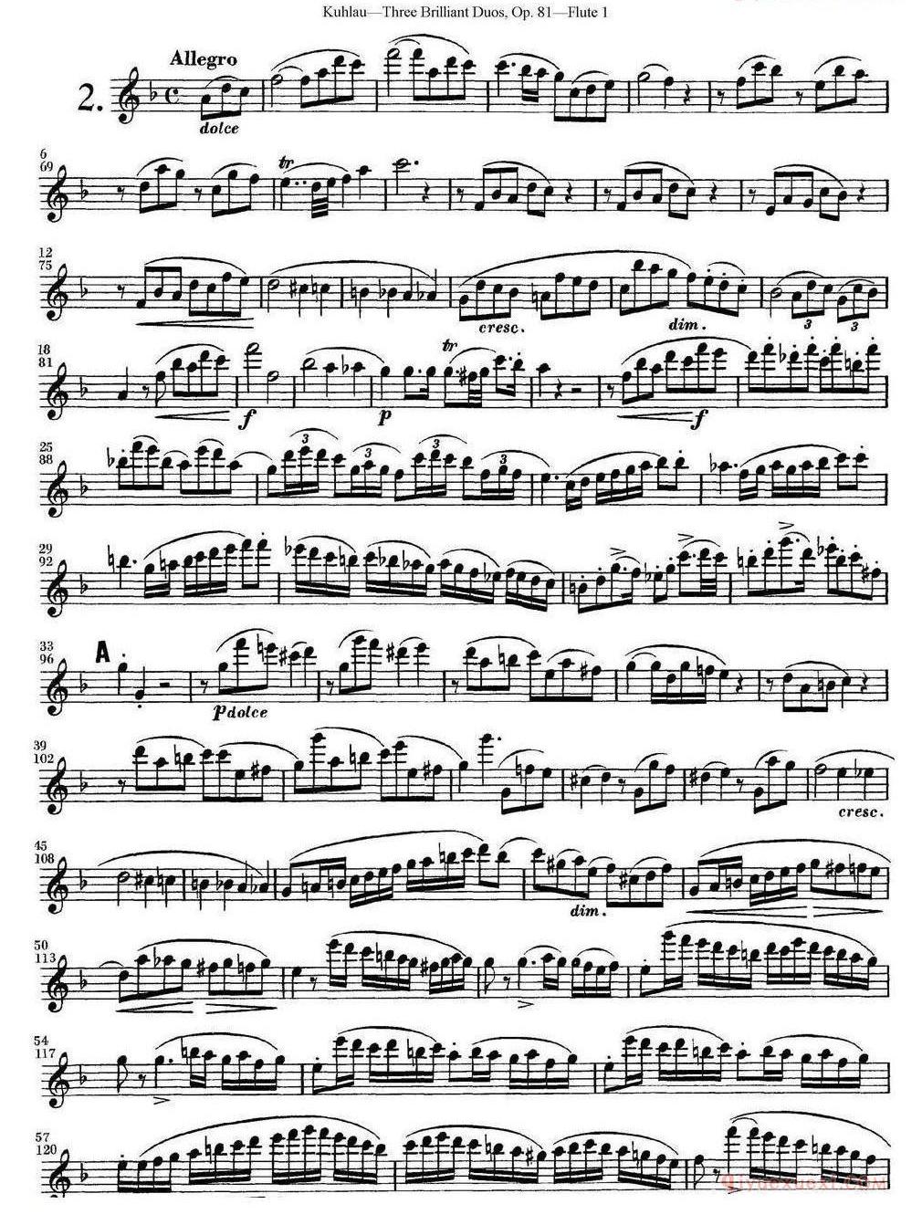 库劳长笛二重奏练习三段OP.81——Flute 1(NO.2)