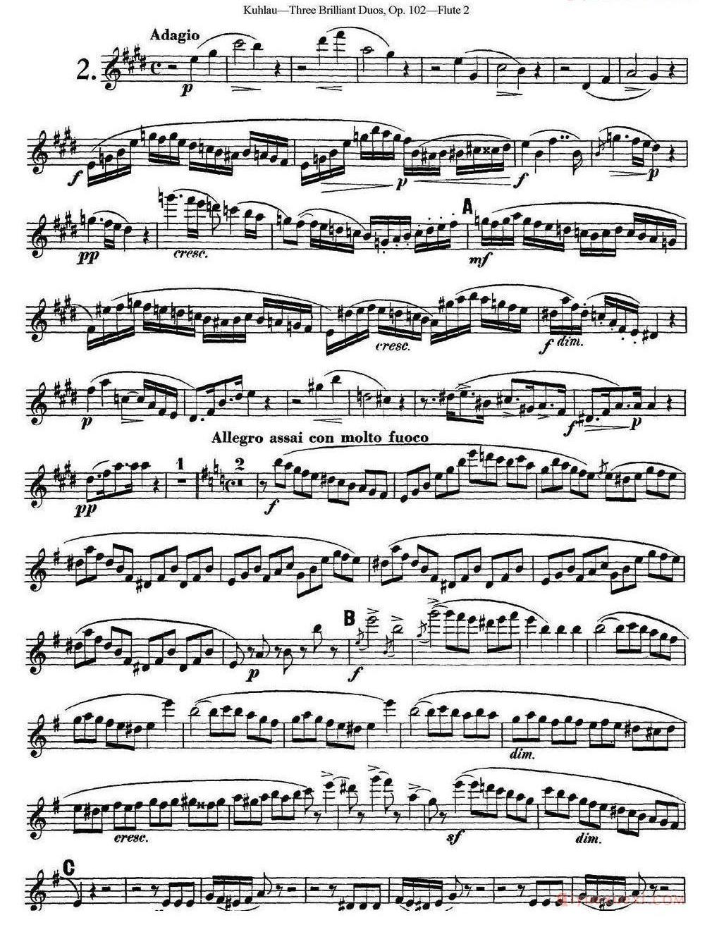 库劳长笛二重奏练习三段OP.102——Flute 2(NO.2)