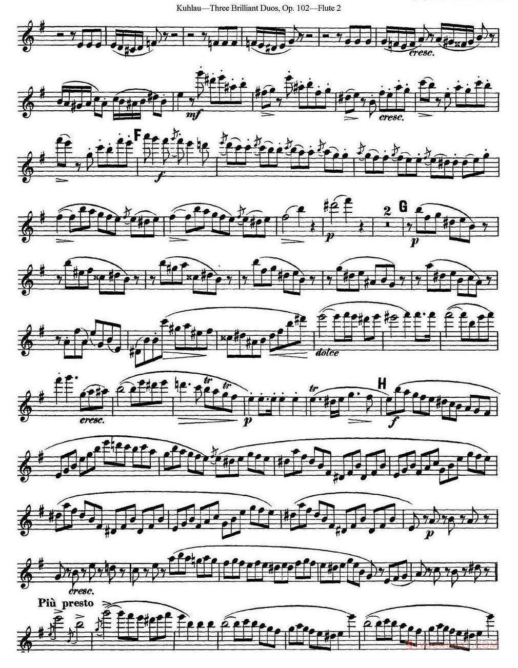 库劳长笛二重奏练习三段OP.102——Flute 2(NO.2)