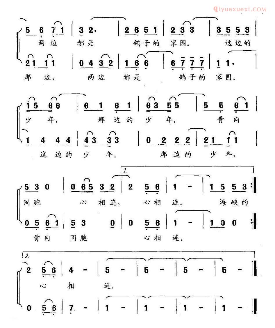 儿童歌曲简谱[鸽子与少年]对唱
