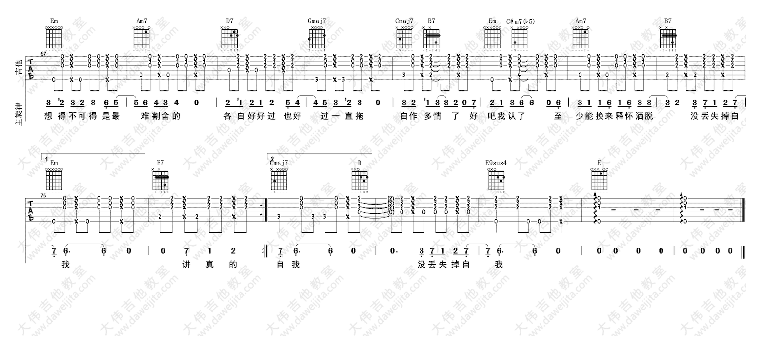 大伟吉他《讲真的》吉他谱图片版
