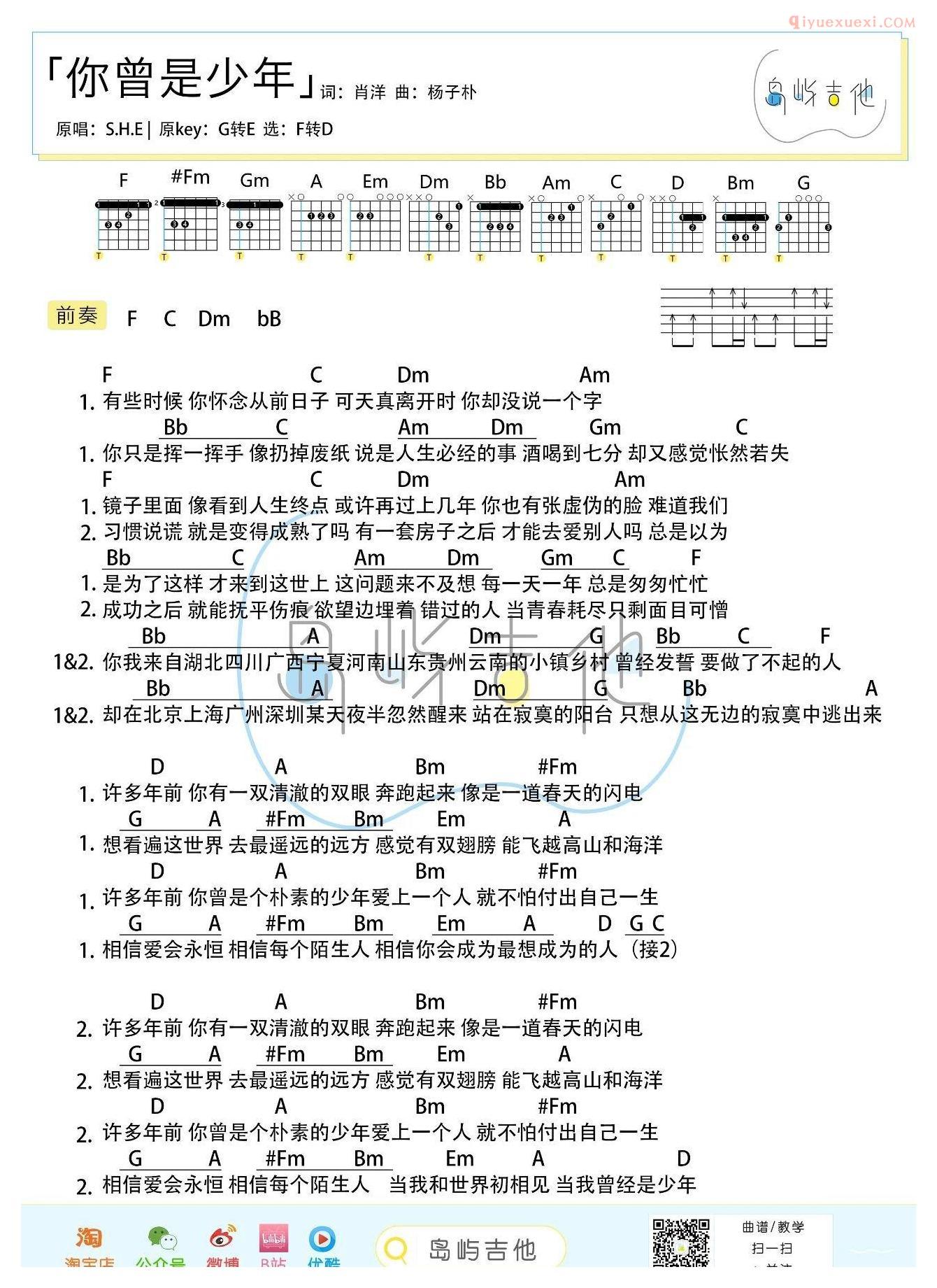 器乐学习网《你曾是少年》岛屿吉他-3