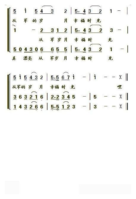 合唱歌曲[迷彩的姑娘]简谱