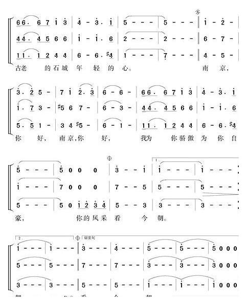 合唱歌曲[南京，你好]简谱