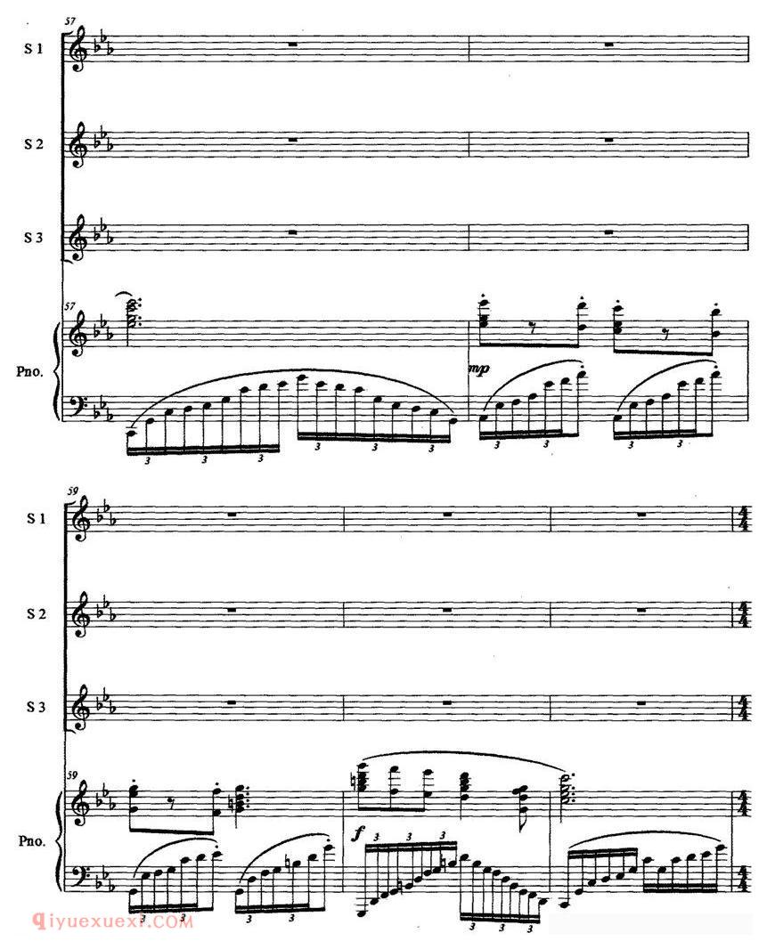 合唱歌曲[月圆的时候/吴善翎词 李延忠曲]五线谱