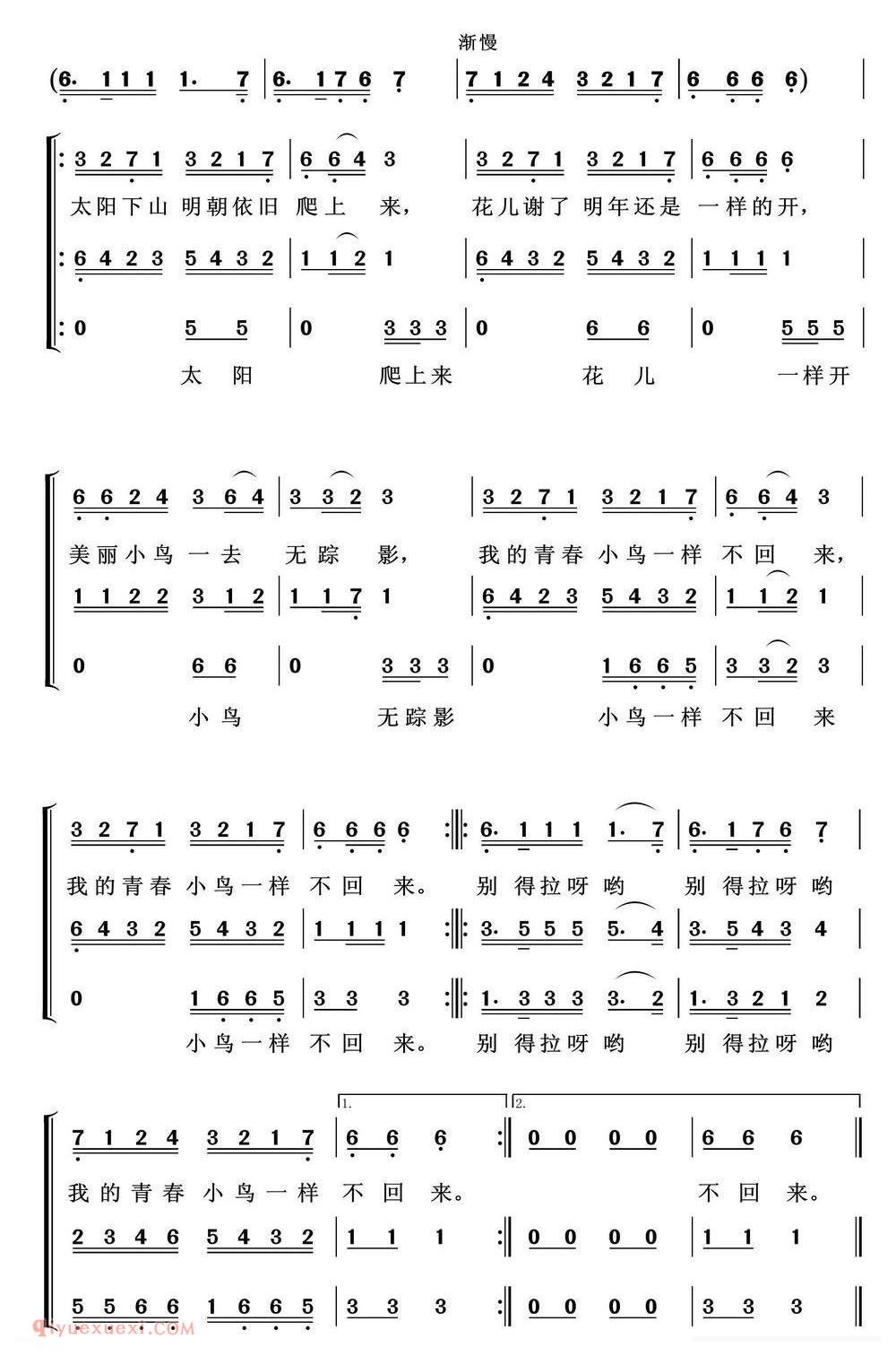 合唱歌曲[青春舞曲/三部合唱]简谱
