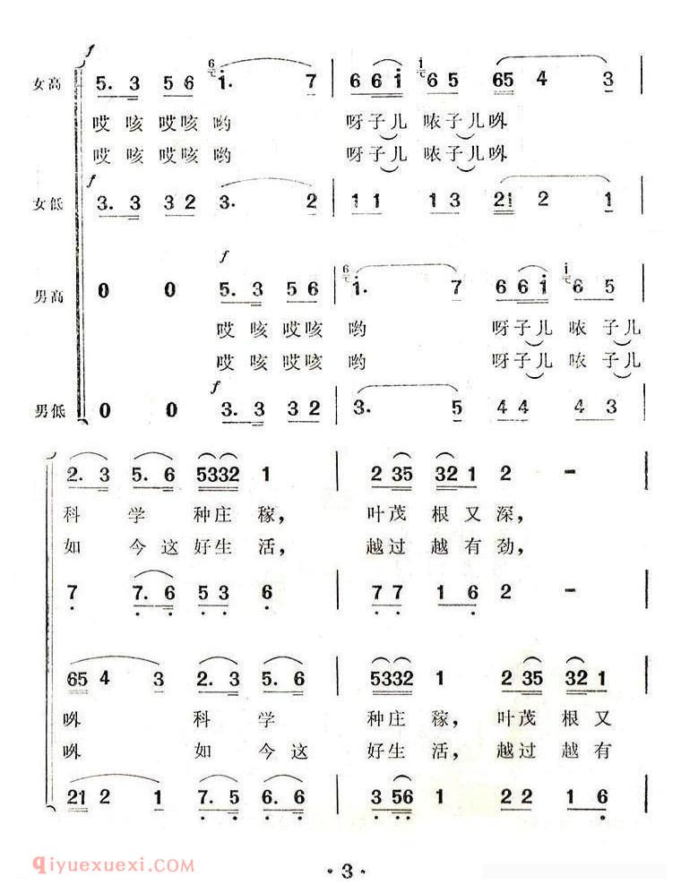 合唱歌曲《幸福的日子扎下根》简谱