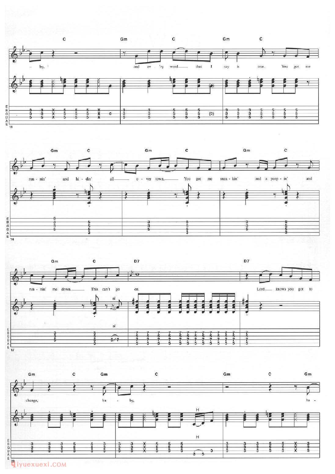 电吉他谱《卡洛斯·桑塔纳/邪道/Evil Ways》